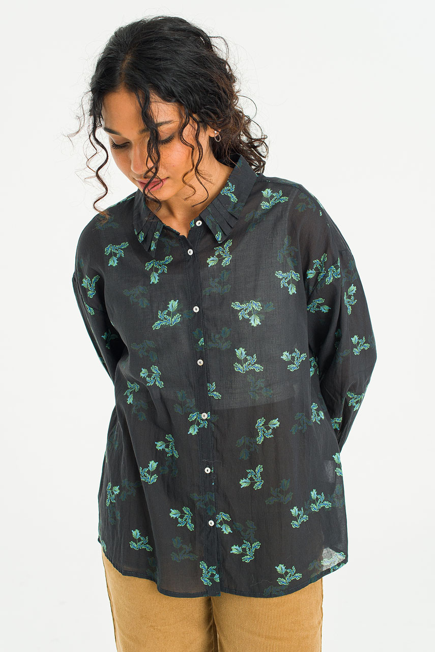 Lavender Pleated Collar Blouse, Black