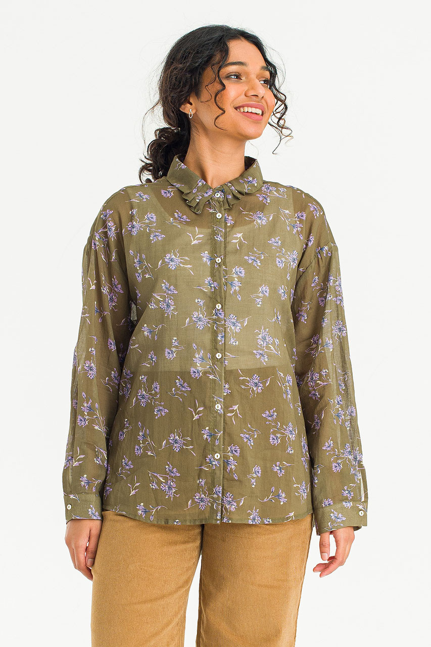 Lavender Pleated Collar Blouse, Green