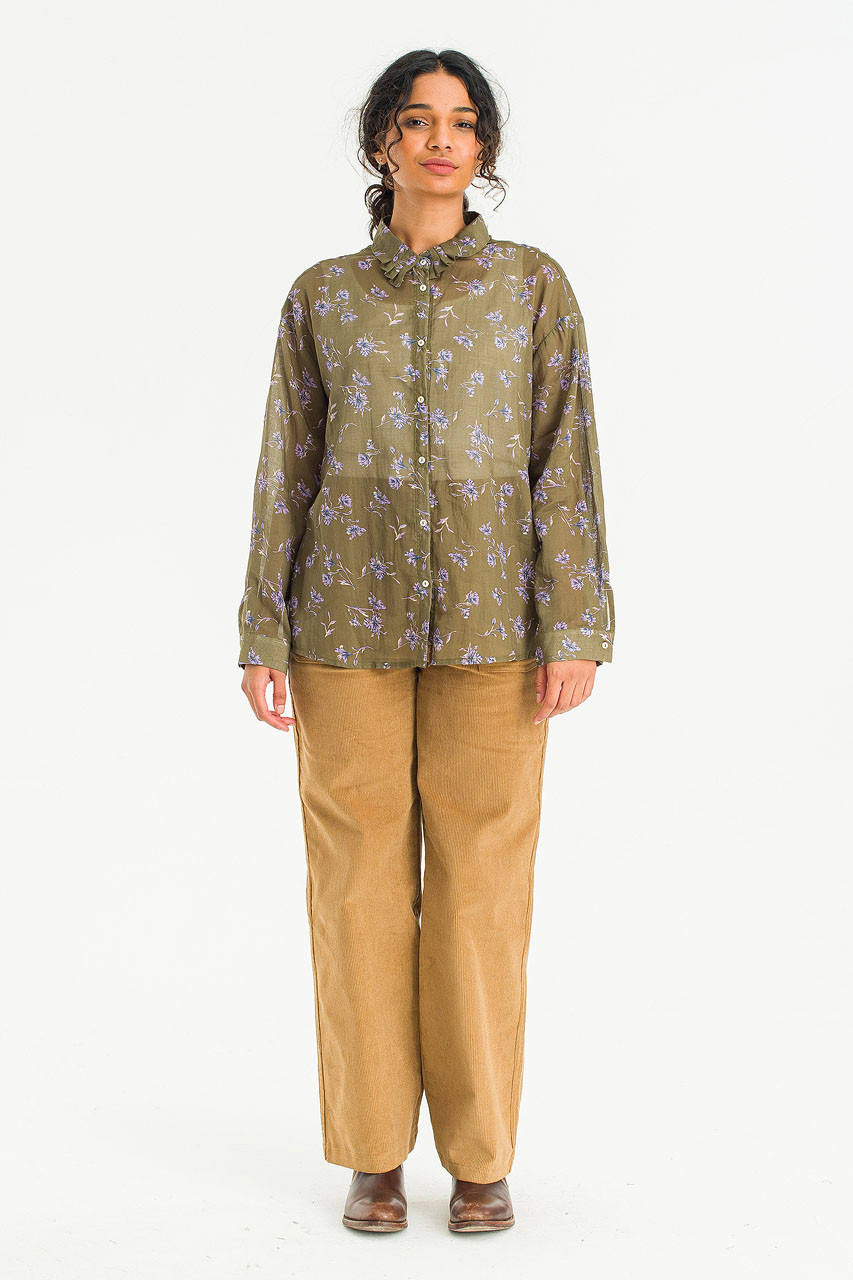 Lavender Pleated Collar Blouse, Green