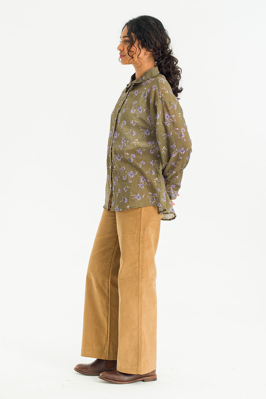 Lavender Pleated Collar Blouse, Green