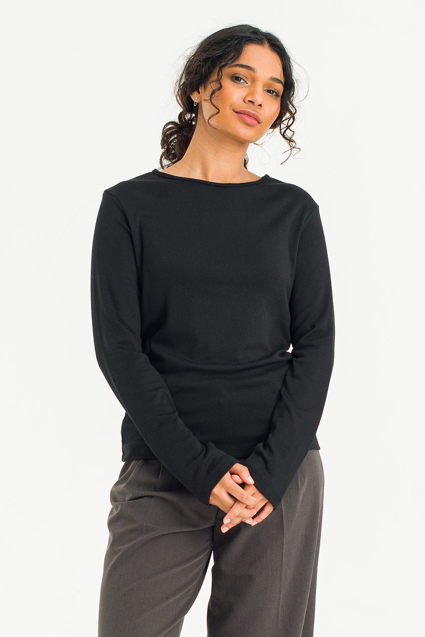 Mild Touch Round Neck Tee, Black