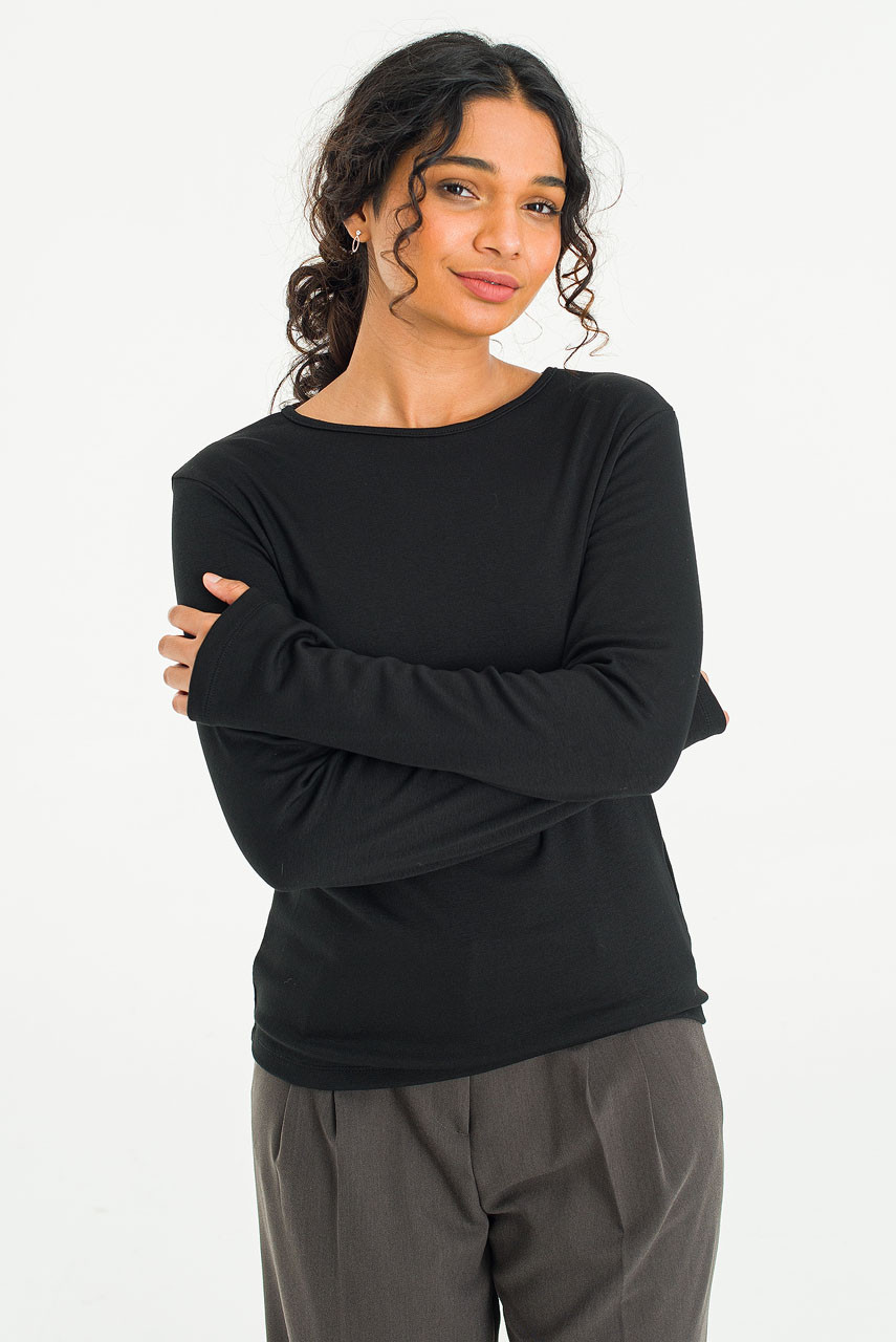 Mild Touch Round Neck Tee, Black