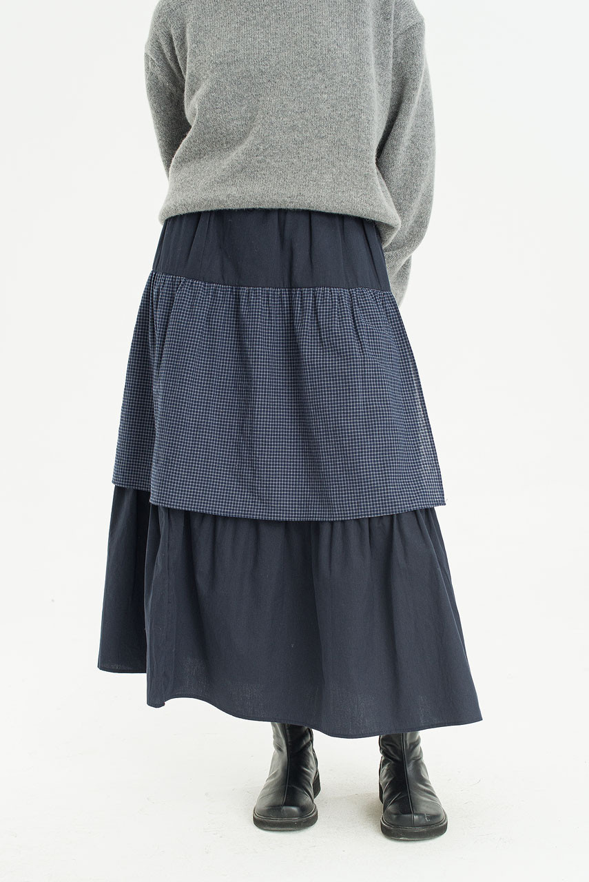 Mira Tiered Skirt, Navy