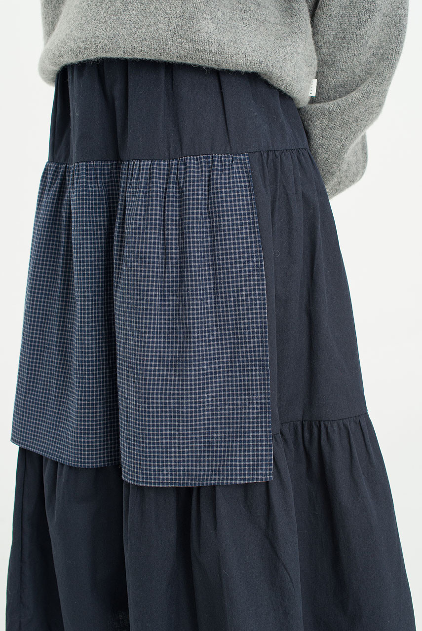 Mira Tiered Skirt, Navy