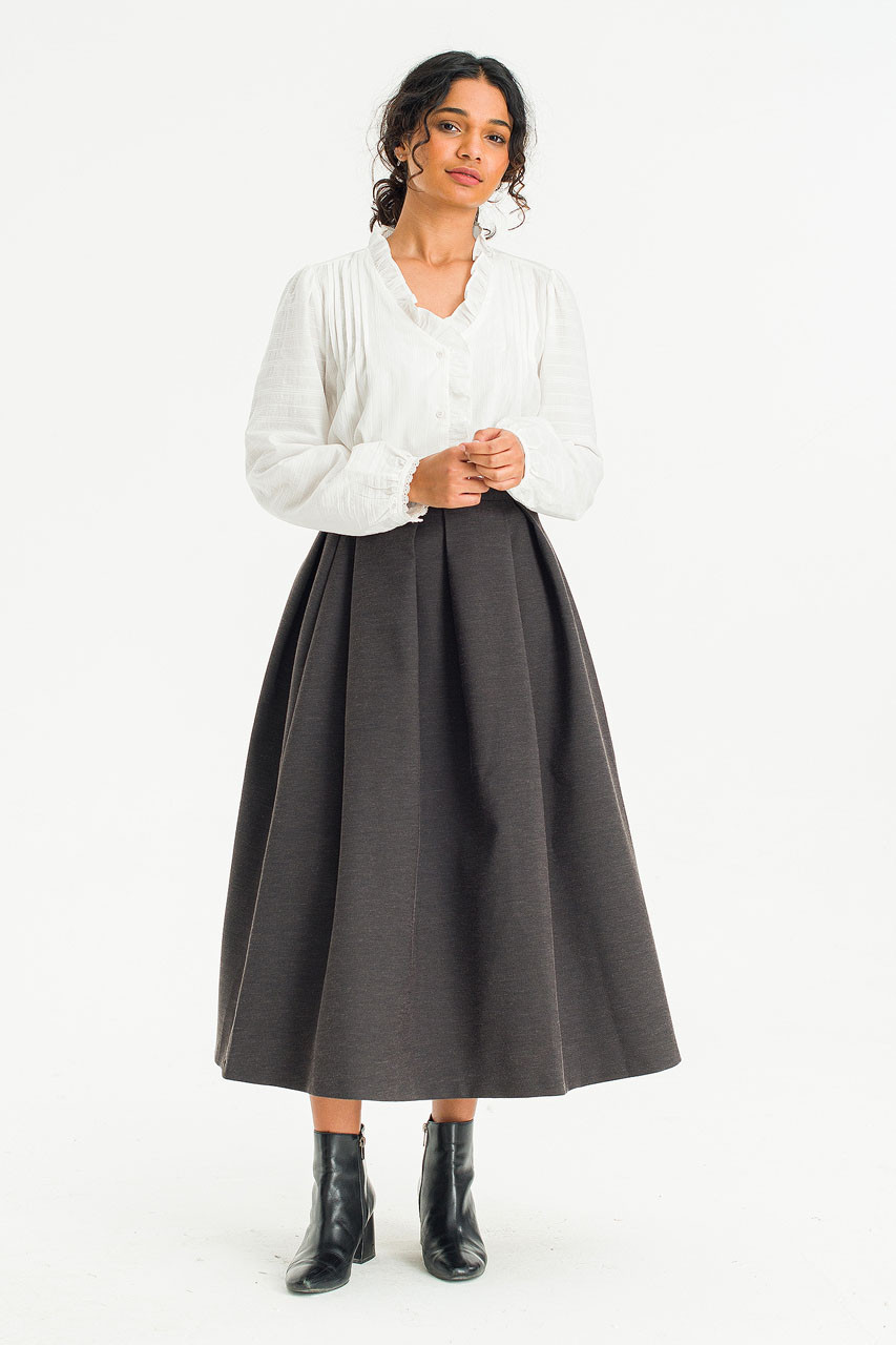 Note Herringbone Skirt, Charcoal Note Herringbone Skirt, Charcoal
