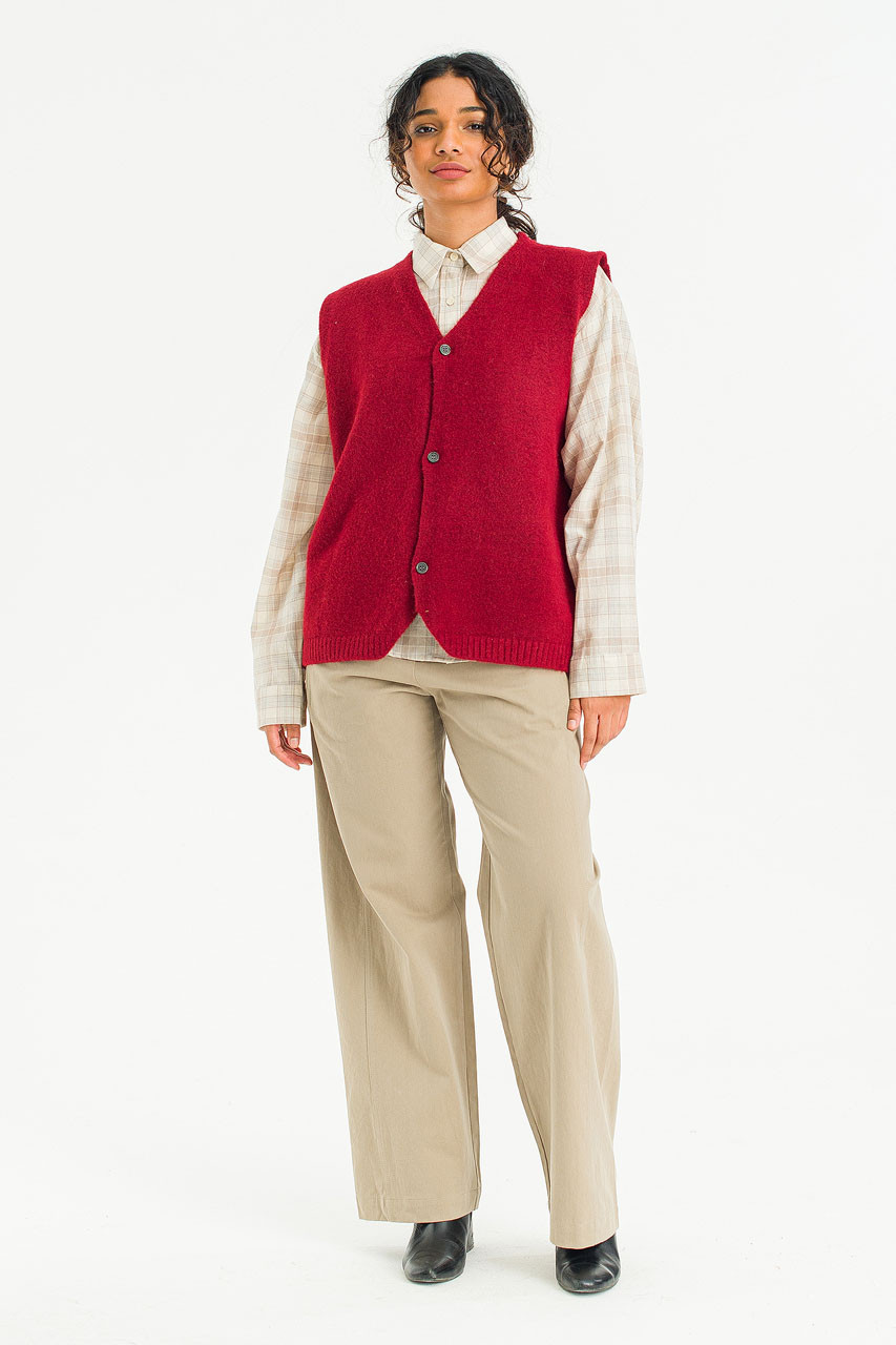 Button-Front Vest, Red