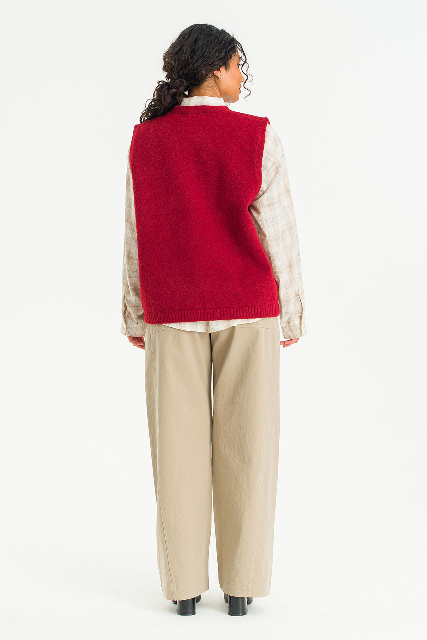 Button-Front Vest, Red