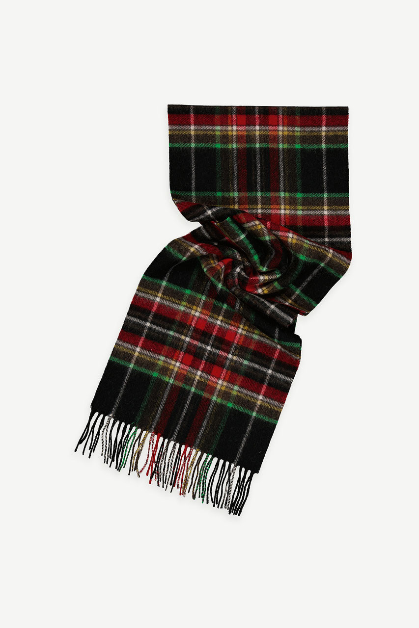 Tartan Check Wool Scarf, Brown