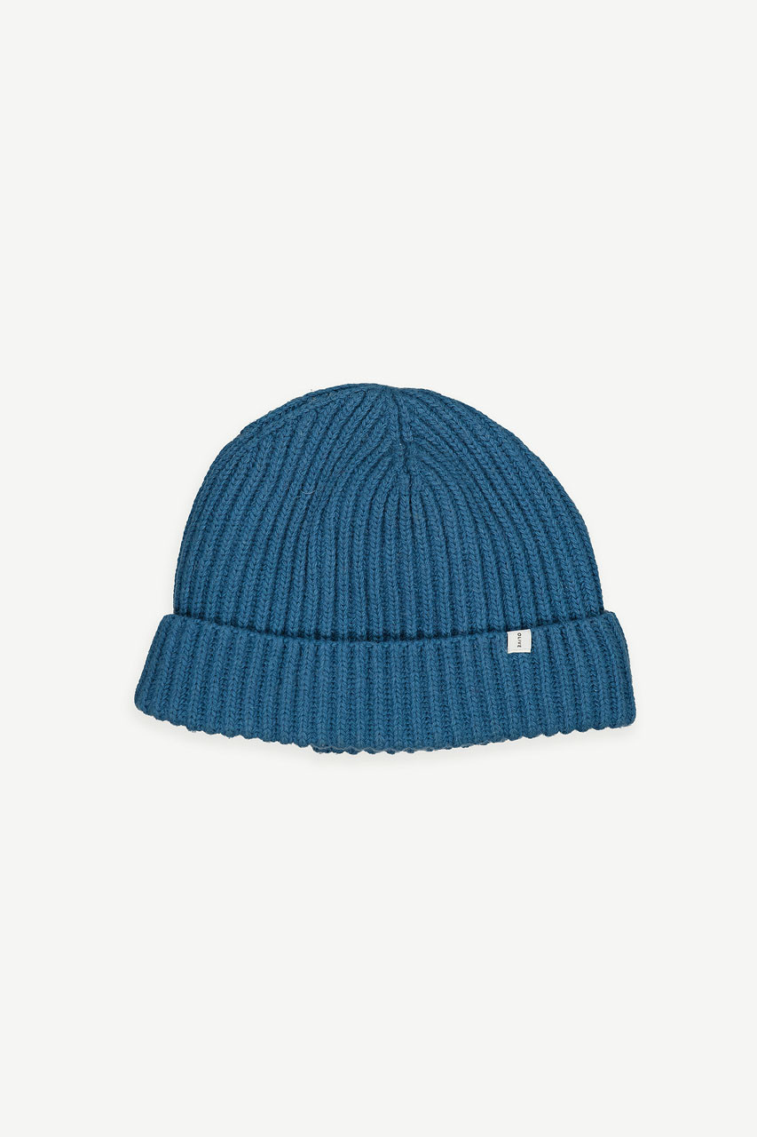 Himari Ribbed Wool Beanie, Turquoise