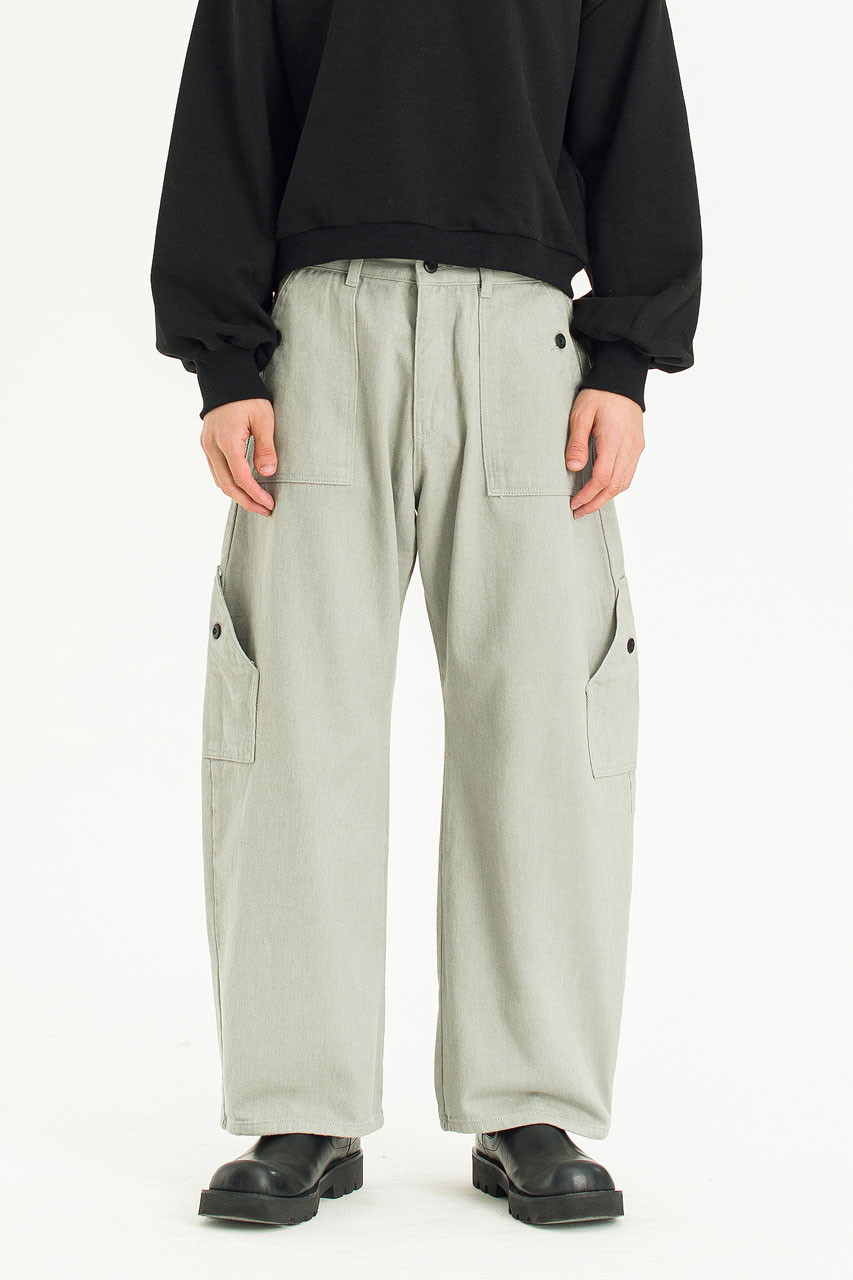 Menswear | Curved Fatigue Pants, Sage Grey