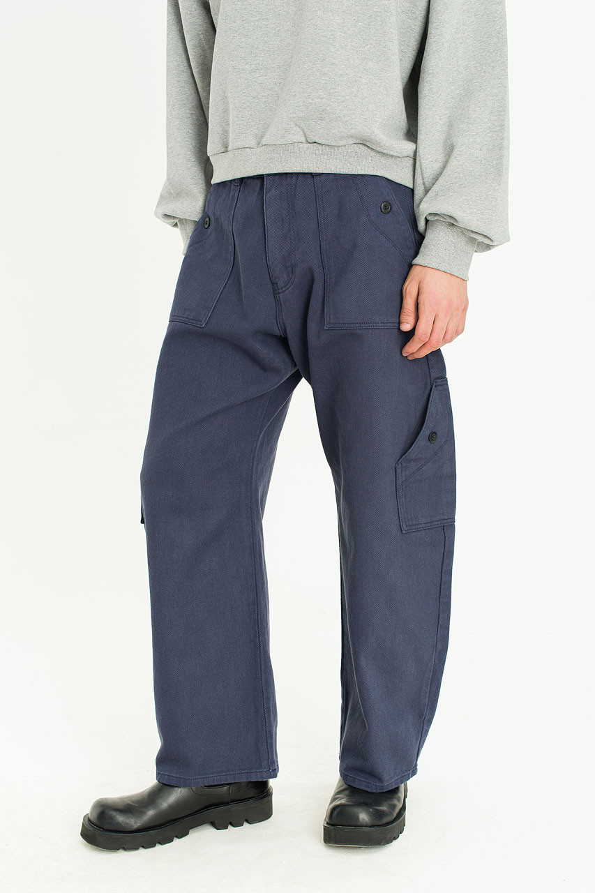 Menswear | Curved Fatigue Pants, Navy