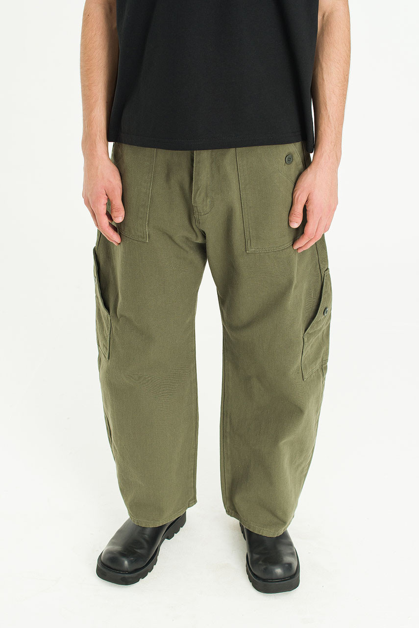 Menswear | Curved Fatigue Pants, Green