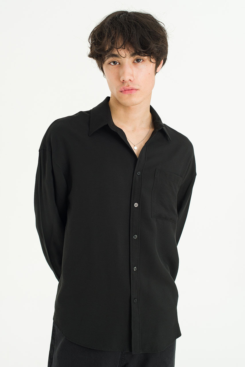 Menswear | Silky Shirt, Black