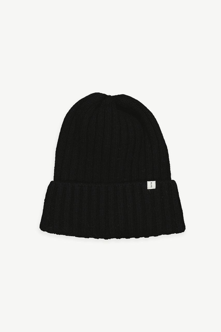 Ribbed Wool Benie, Black