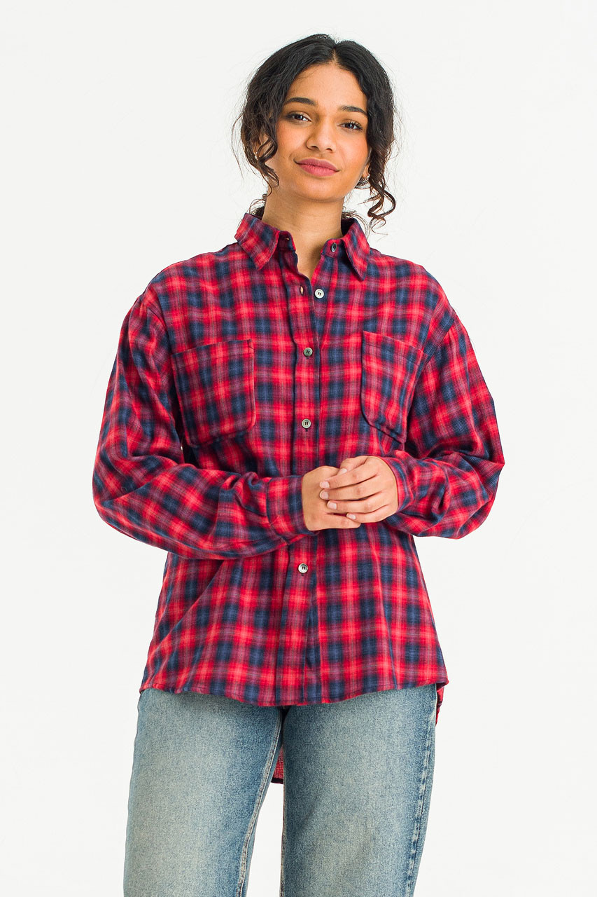 Flora Check Shirt, Red