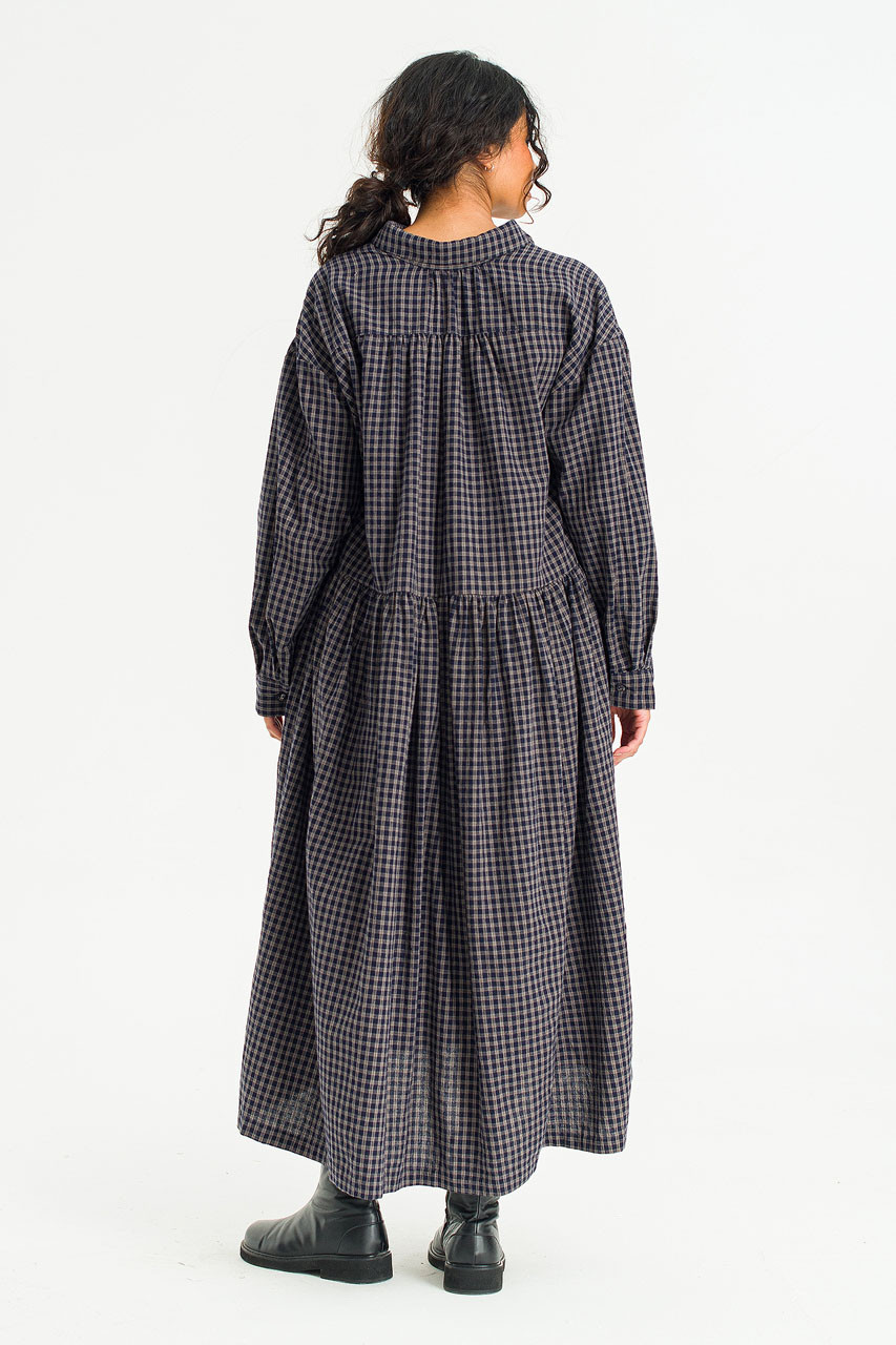 Harbor Check Shirt Dress, Navy