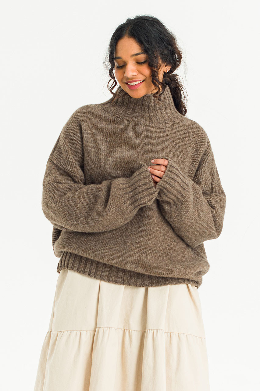 Loose Fit Soft Knit, Brown Melange