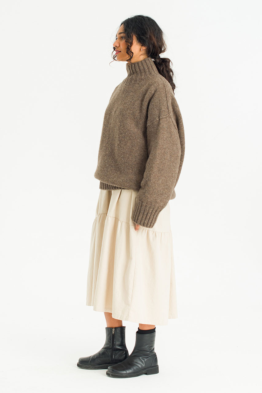 Loose Fit Soft Knit, Brown Melange