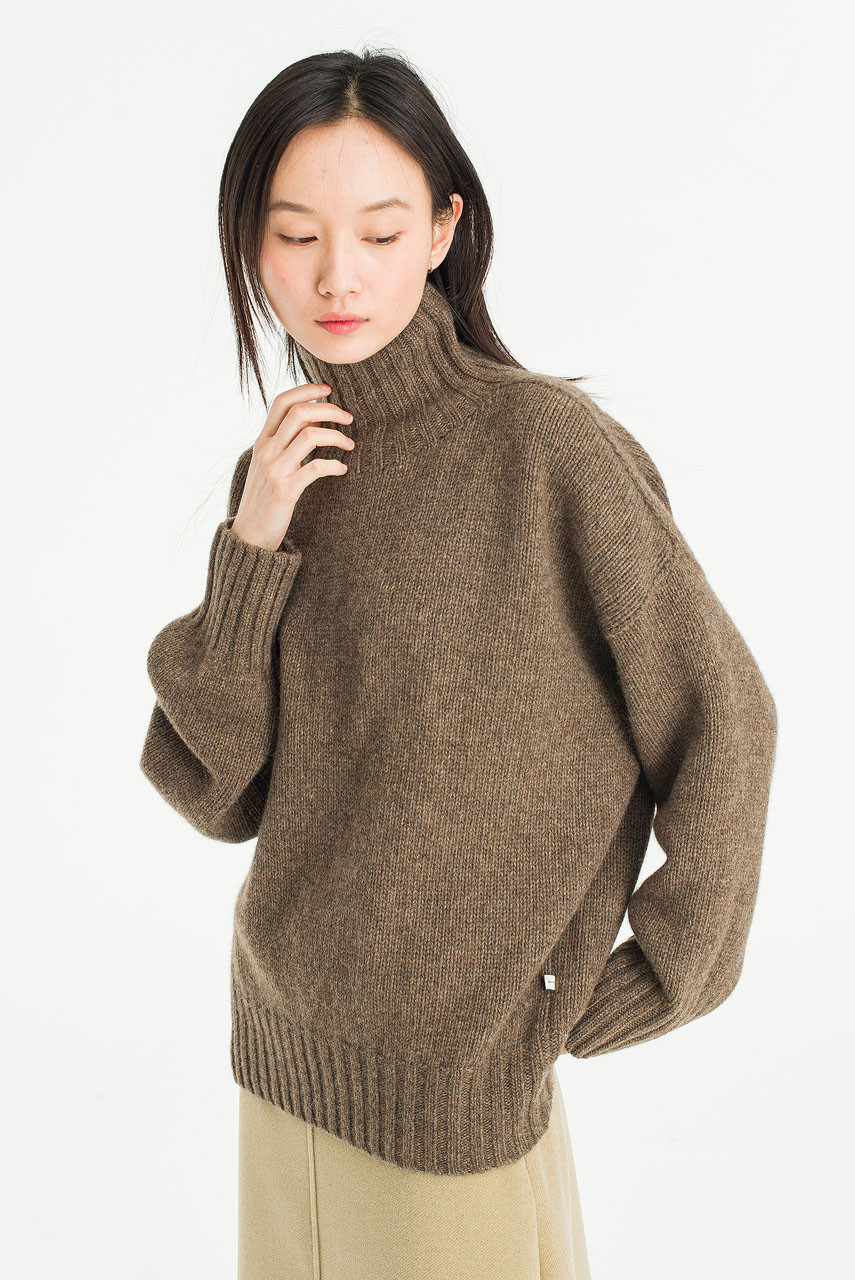 Loose Fit Soft Knit, Brown Melange