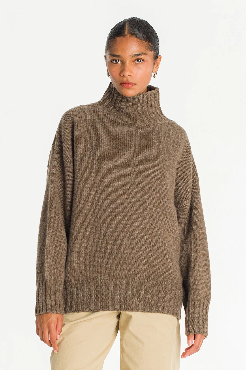 Loose Fit Soft Knit, Brown Melange