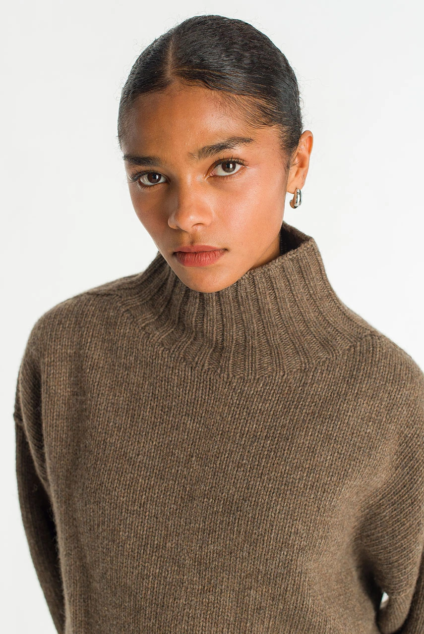 Loose Fit Soft Knit, Brown Melange