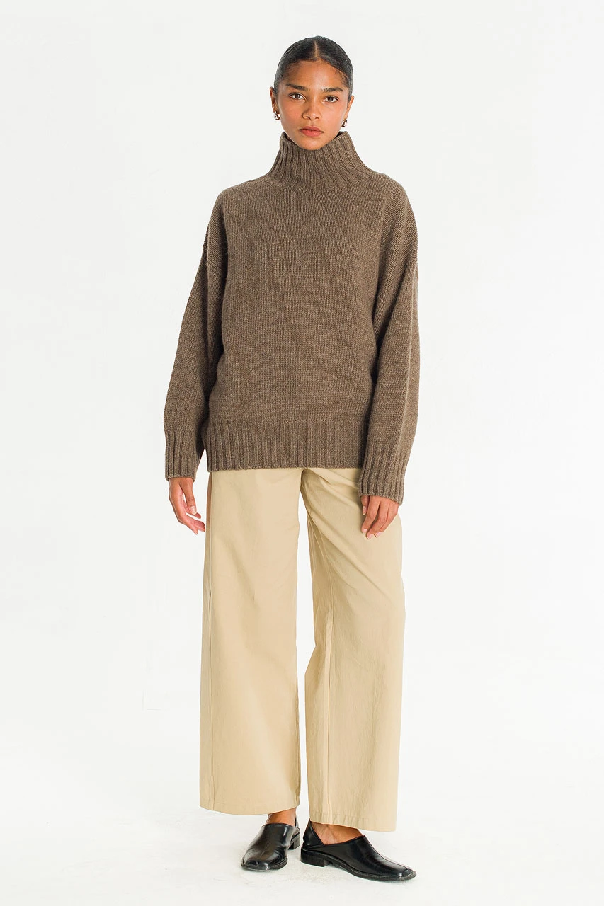 Loose Fit Soft Knit, Brown Melange