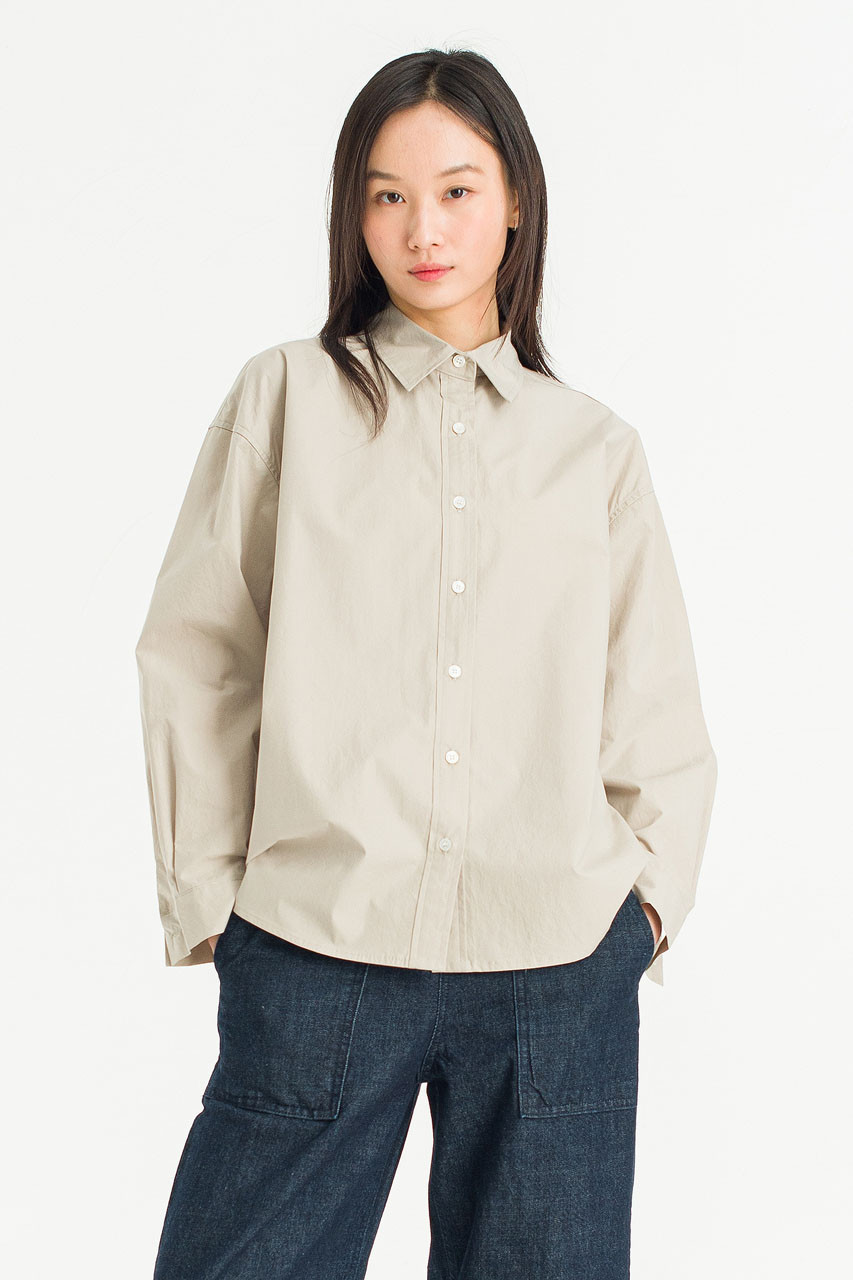 Calm Cotton Shirt, Khaki Beige