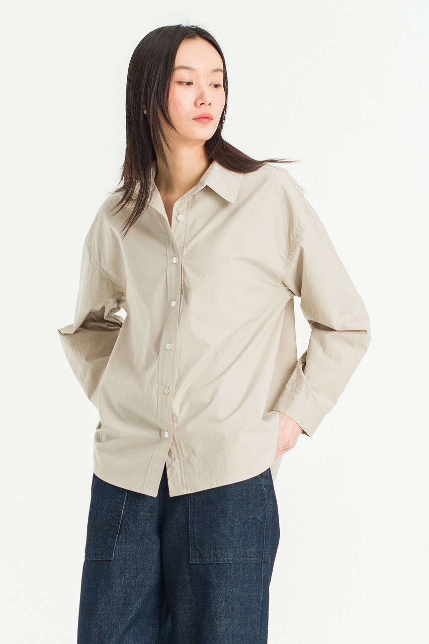 Calm Cotton Shirt, Khaki Beige