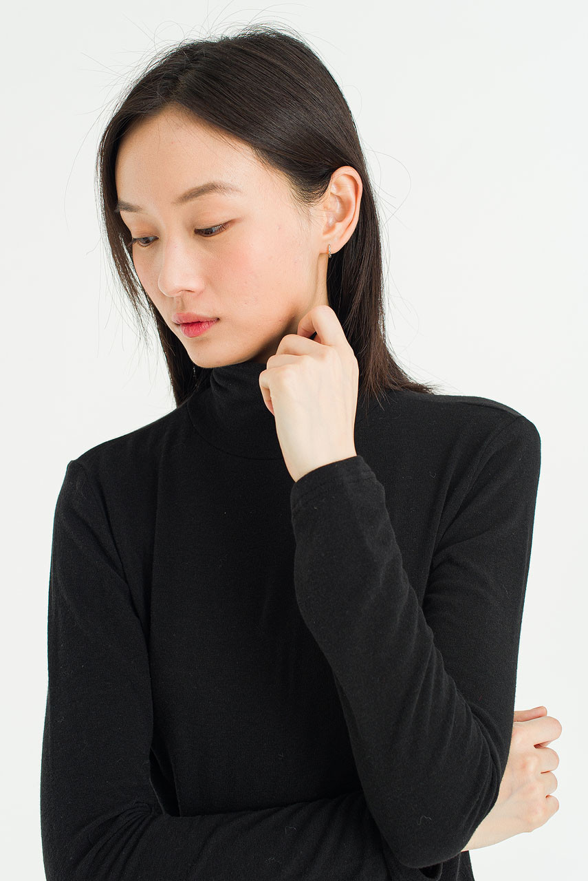 Soft Mock Neck Tee, Black