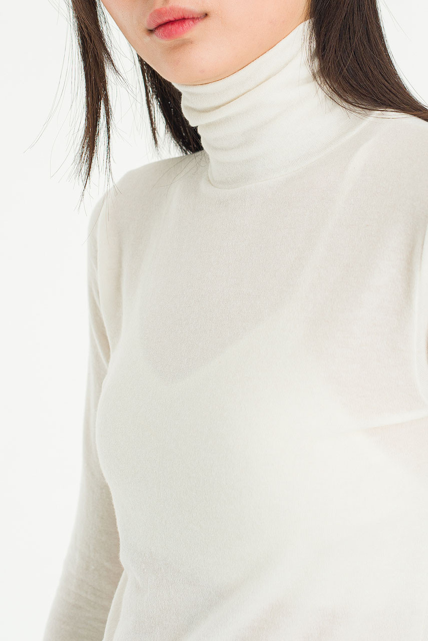 Soft Mock Neck Tee, Ivory