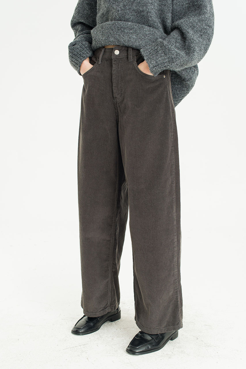Loam Cord Wide Pants, Charcoal