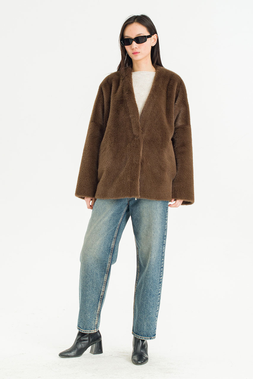 Marlow Faux Fur Jacket, Brown