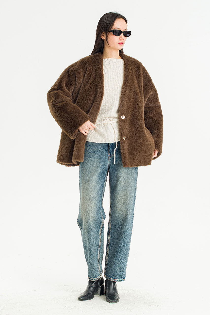 Marlow Faux Fur Jacket, Brown