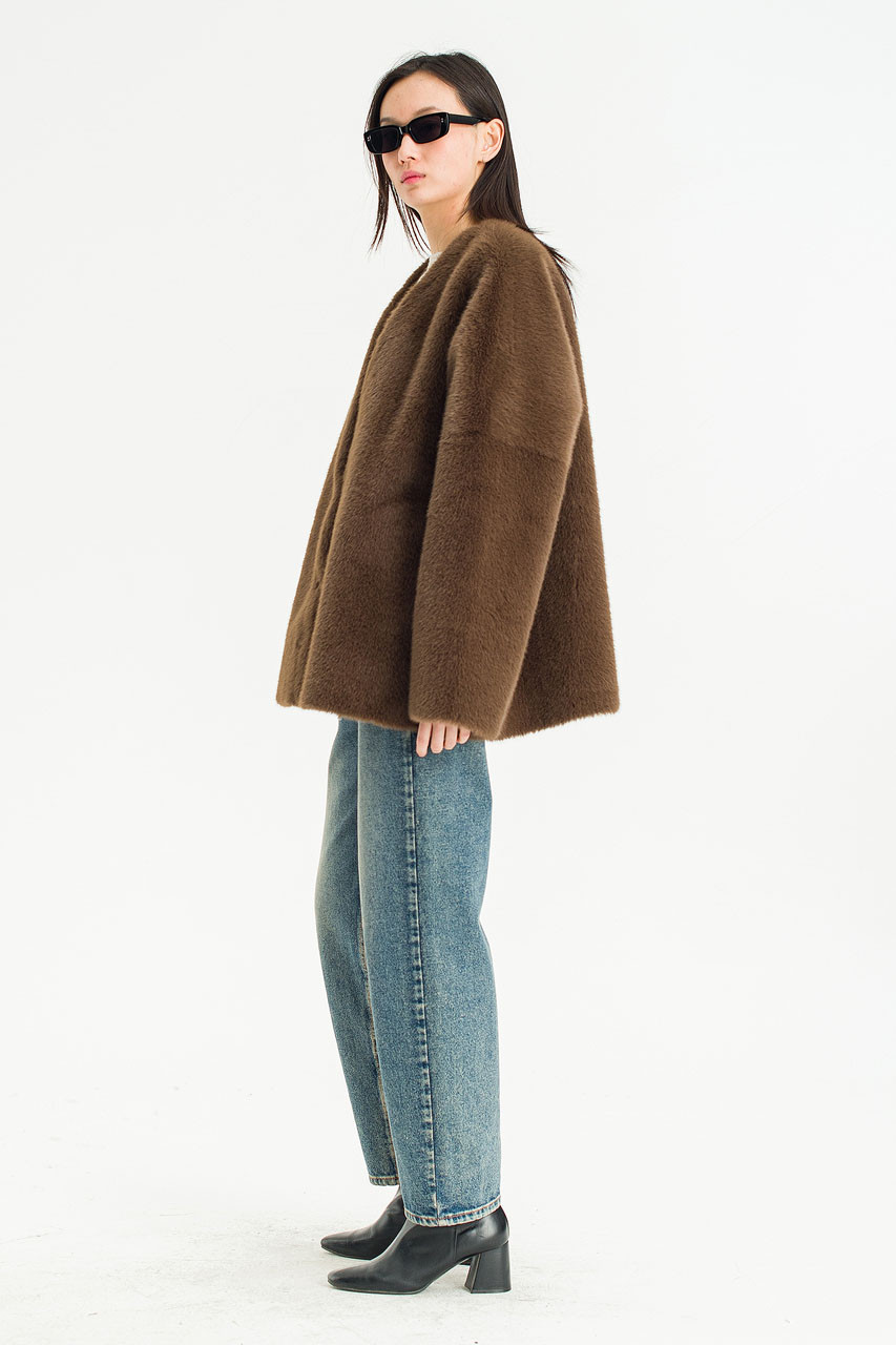 Marlow Faux Fur Jacket, Brown