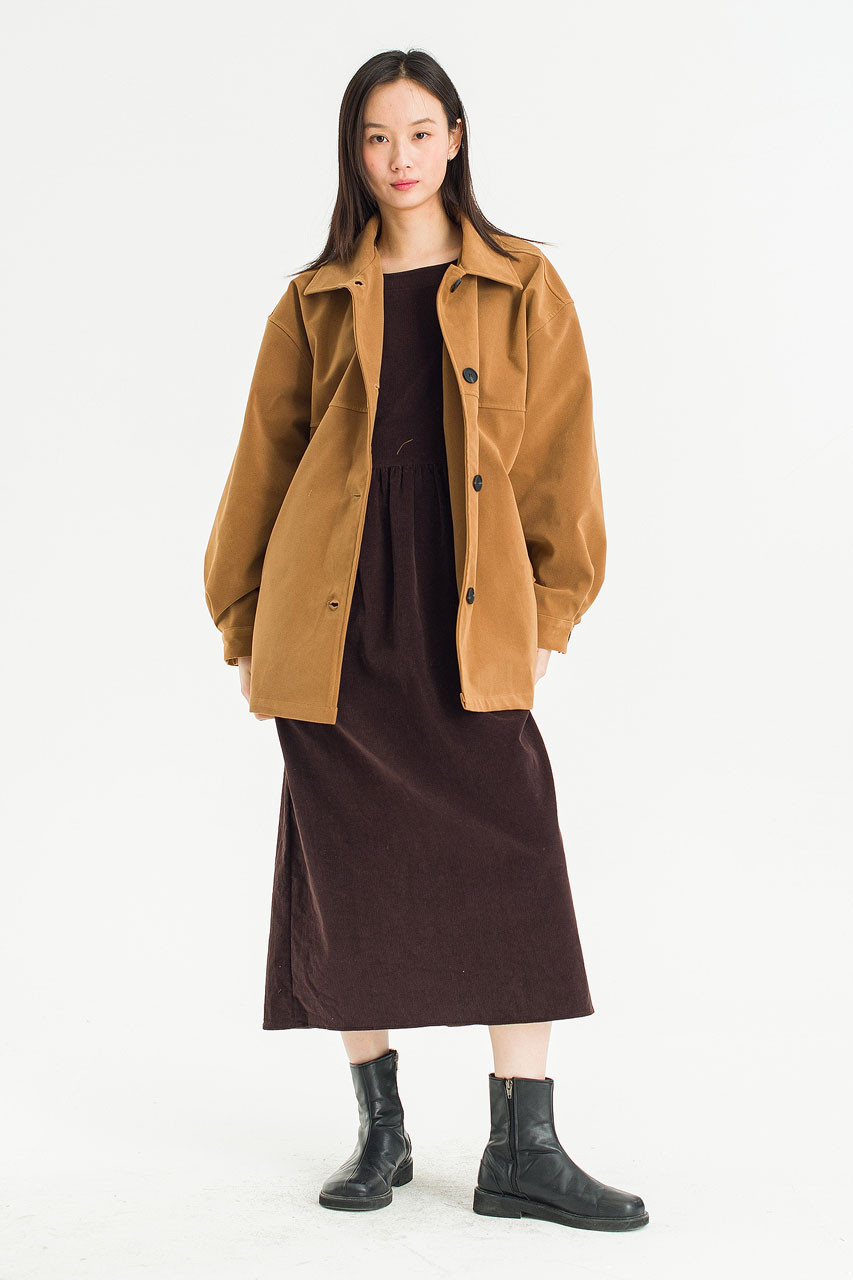 Haze Boxy Leather Jacket, Camel