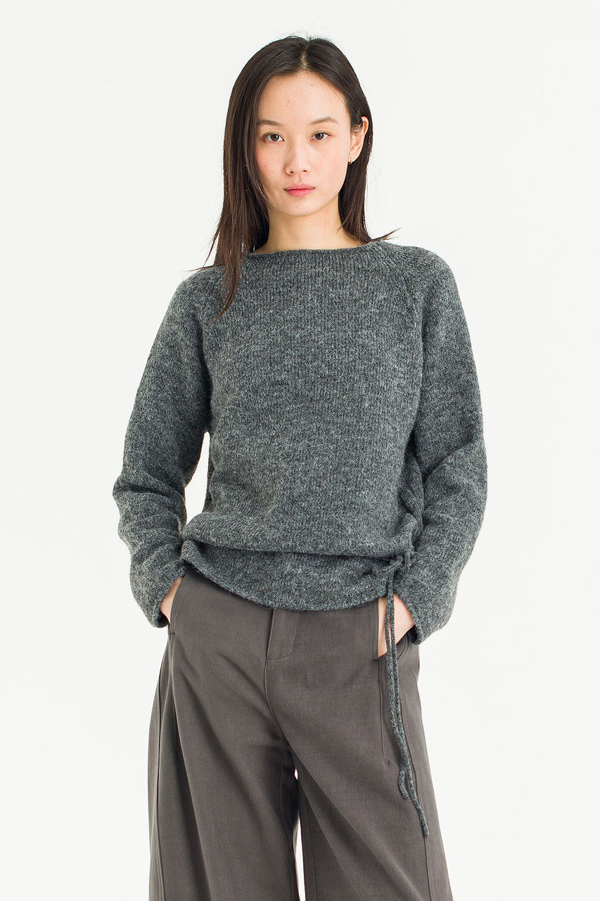 Serif Boat Neck Jumper, Charcoal