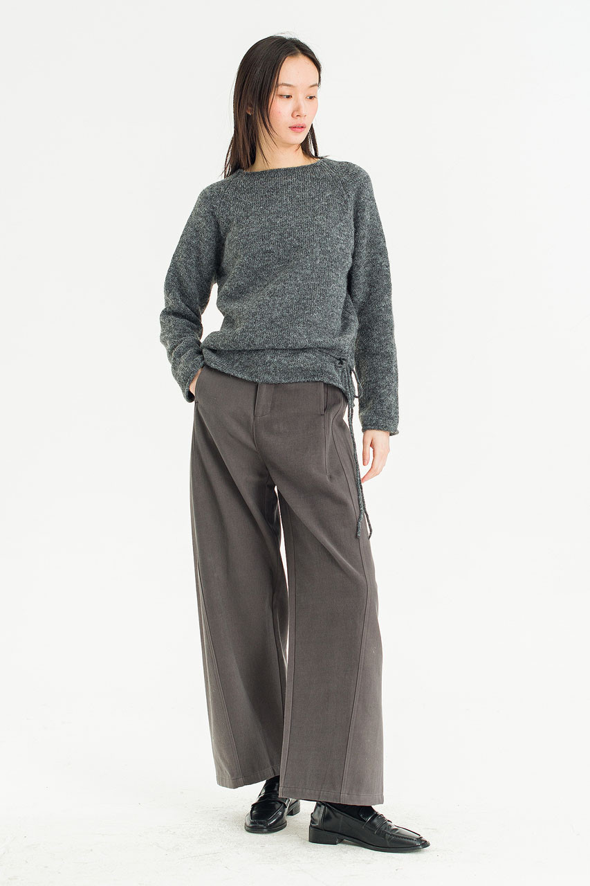 Serif Boat Neck Jumper, Charcoal