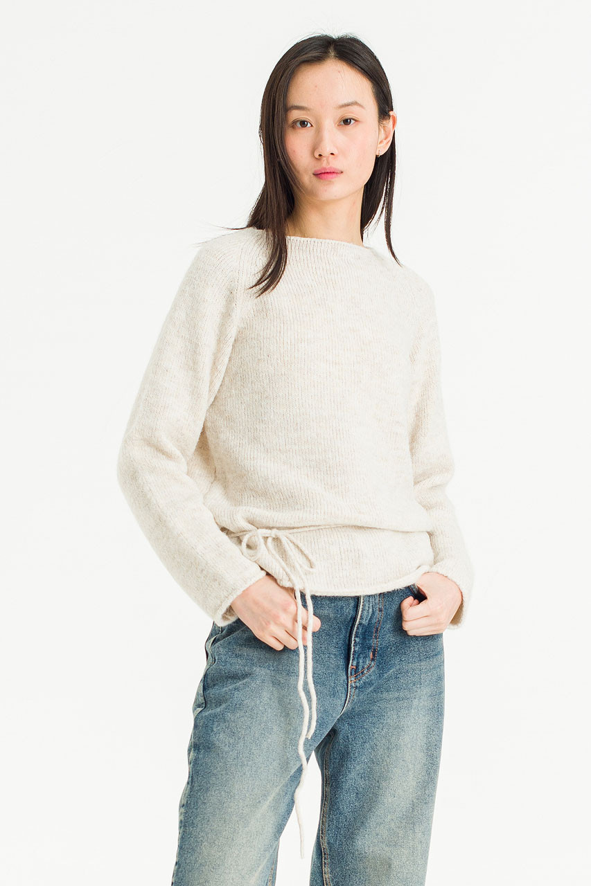 Serif Boat Neck Jumper, Ivory