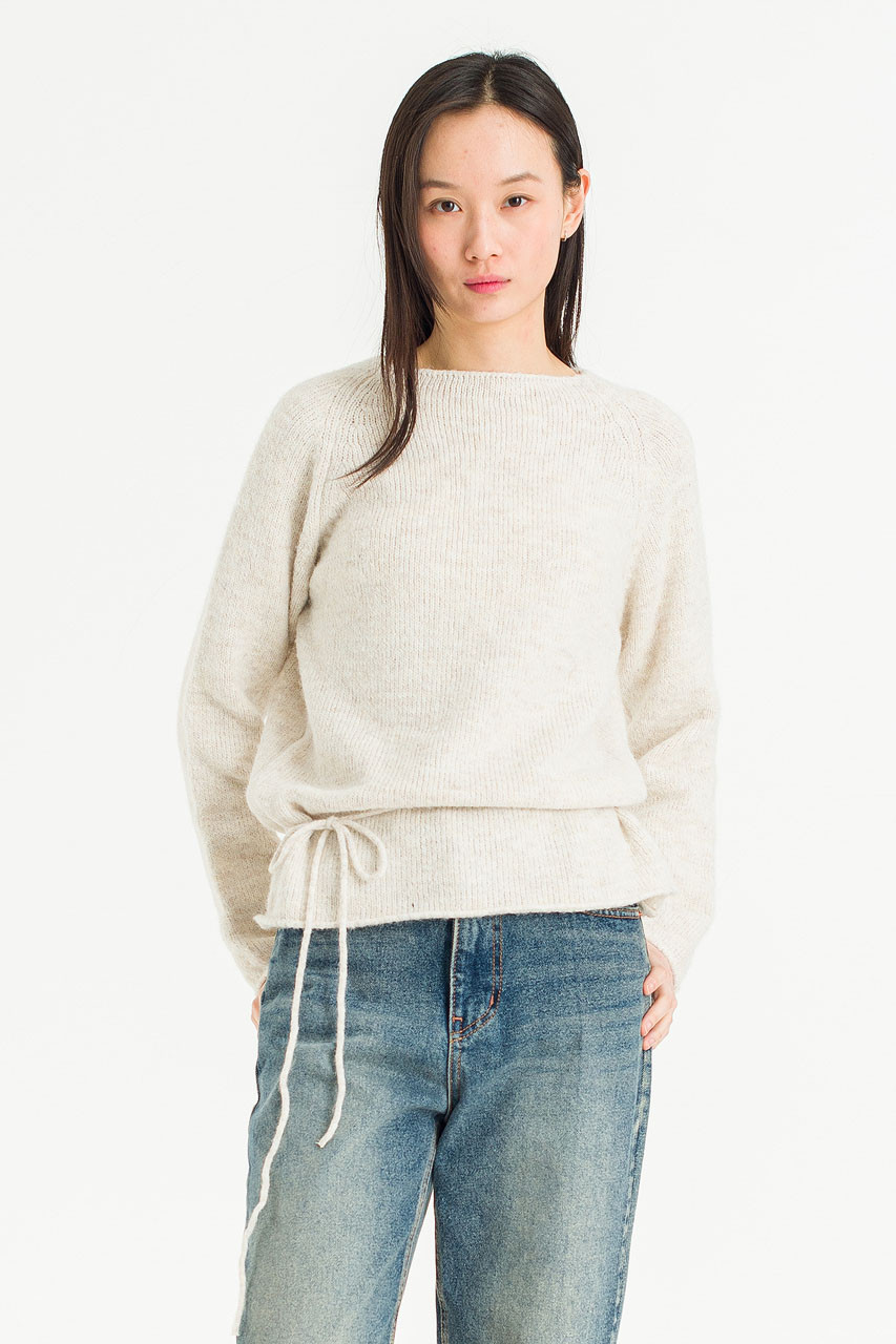 Serif Boat Neck Jumper, Ivory