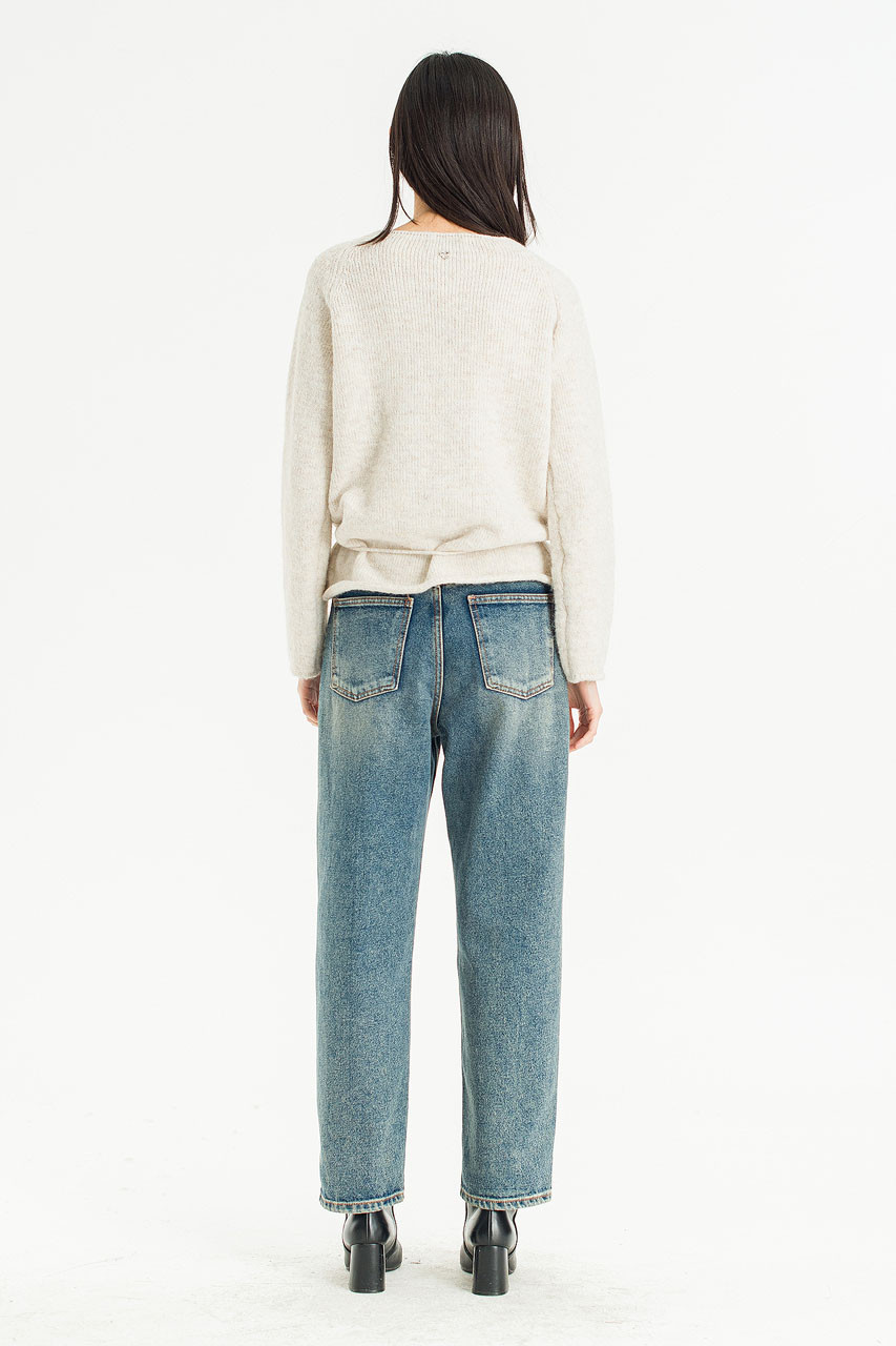 Serif Boat Neck Jumper, Ivory