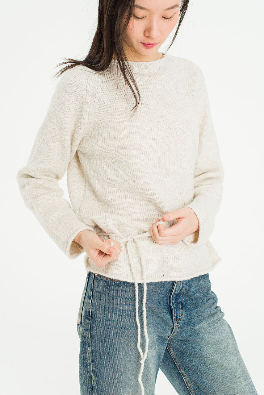Serif Boat Neck Jumper, Ivory