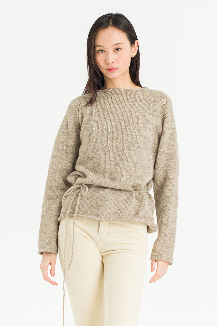 Serif Boat Neck Jumper, Beige