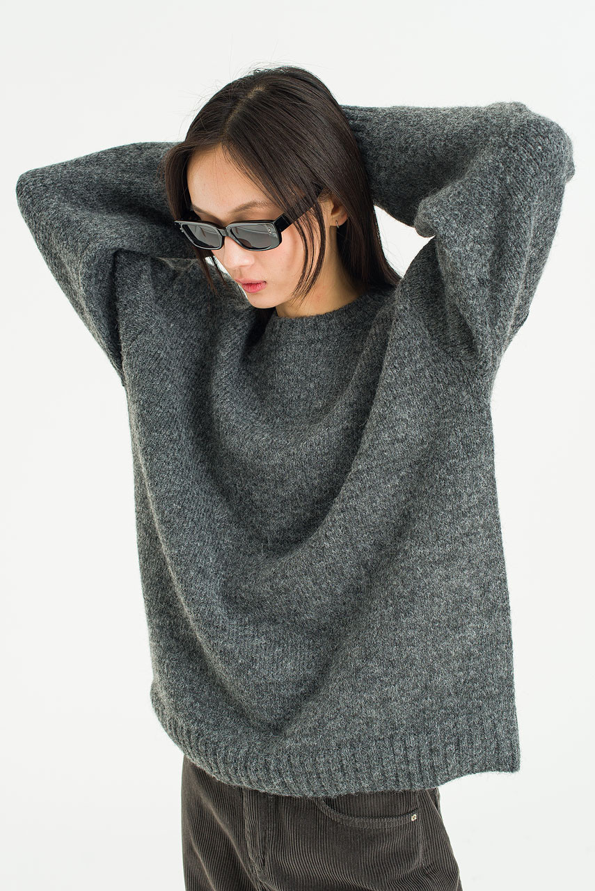 Silent Boxy Coat, Charcoal