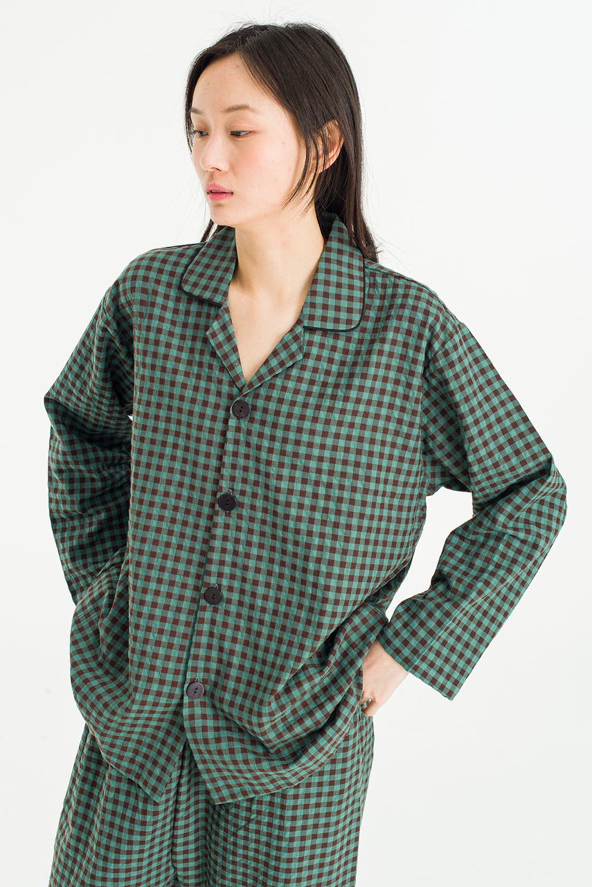 Slow Gingham Check Pyjamas, Green