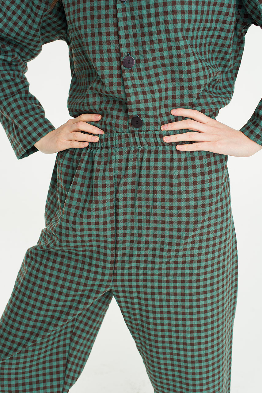Slow Gingham Check Pyjamas, Green