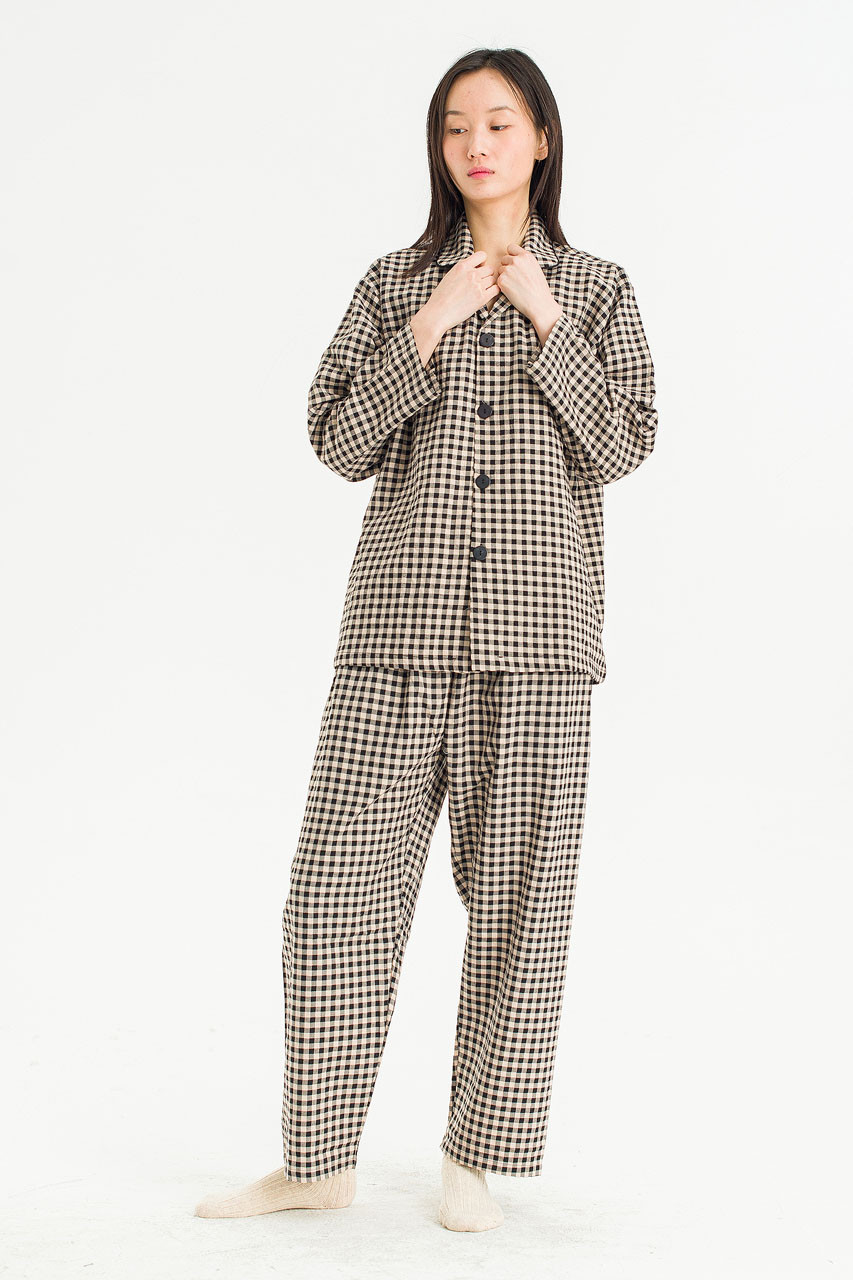 Slow Gingham Check Pyjamas, Black