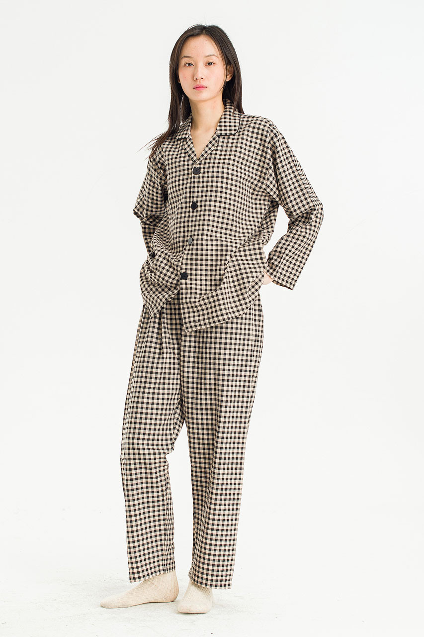 Slow Gingham Check Pyjamas, Black