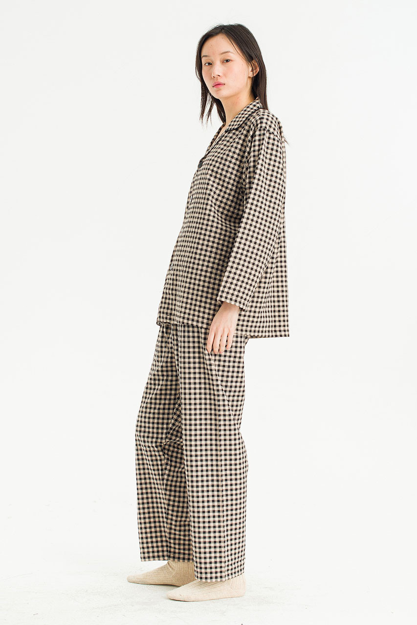 Slow Gingham Check Pyjamas, Black