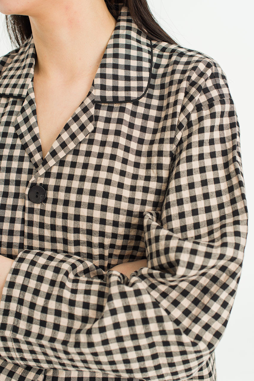 Slow Gingham Check Pyjamas, Black