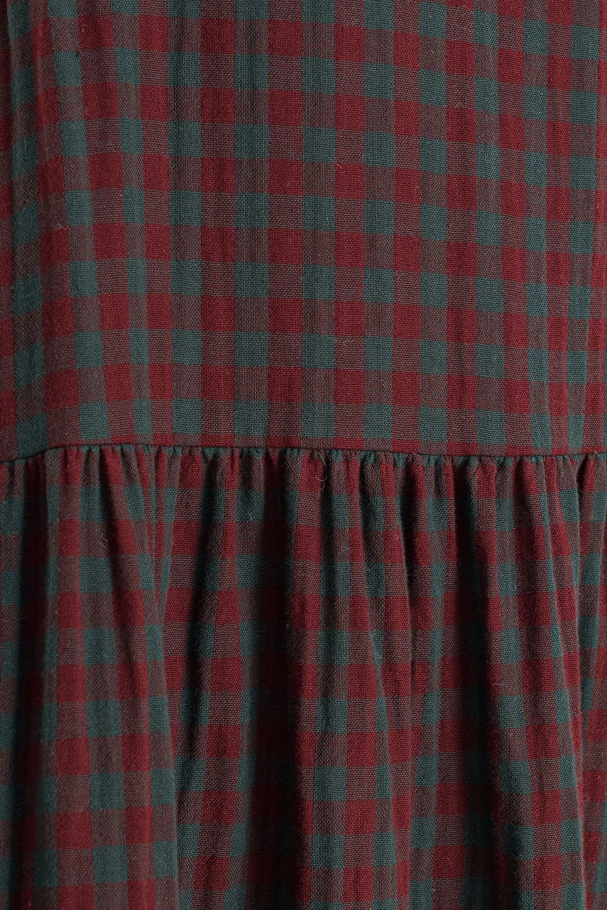 Tasha Check Relax Pinafore Dress, Wine
